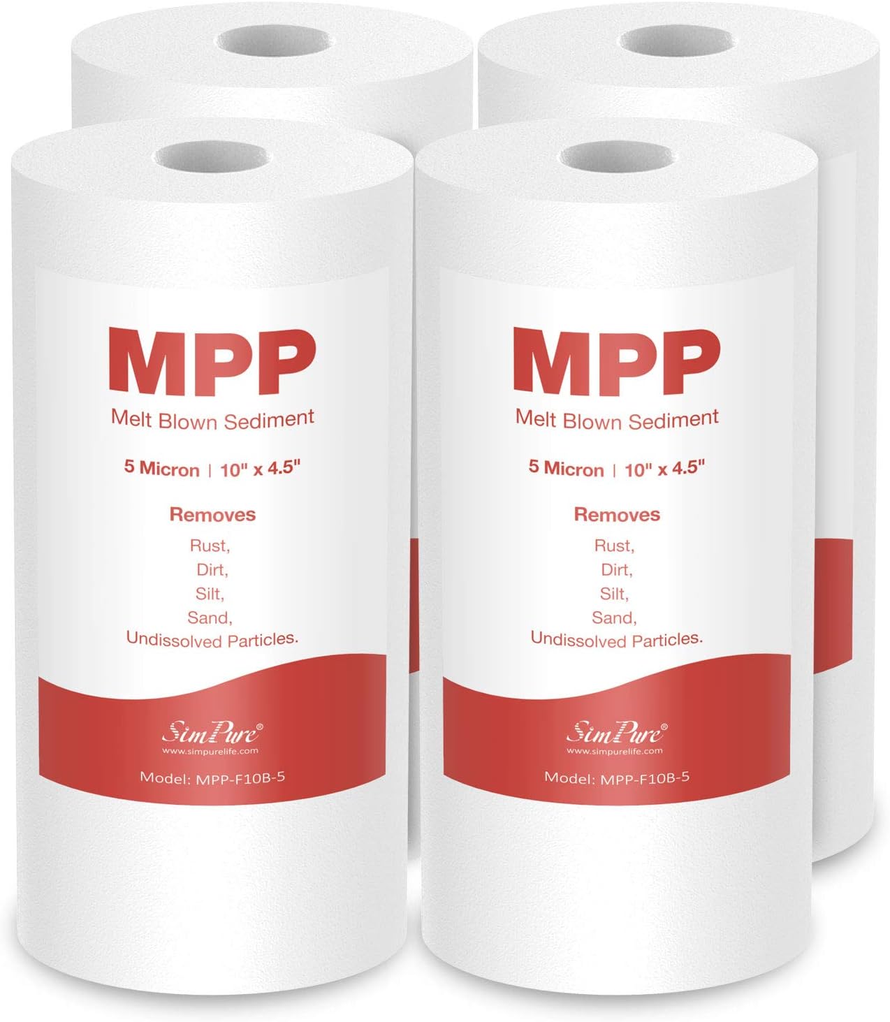 SimPure PP Sedimentfilter 10" x 4,5", 5 Mikron, Vorfilter für SimPure DB10C/DB10C-2, GE, Culligan, Aqua-Pure