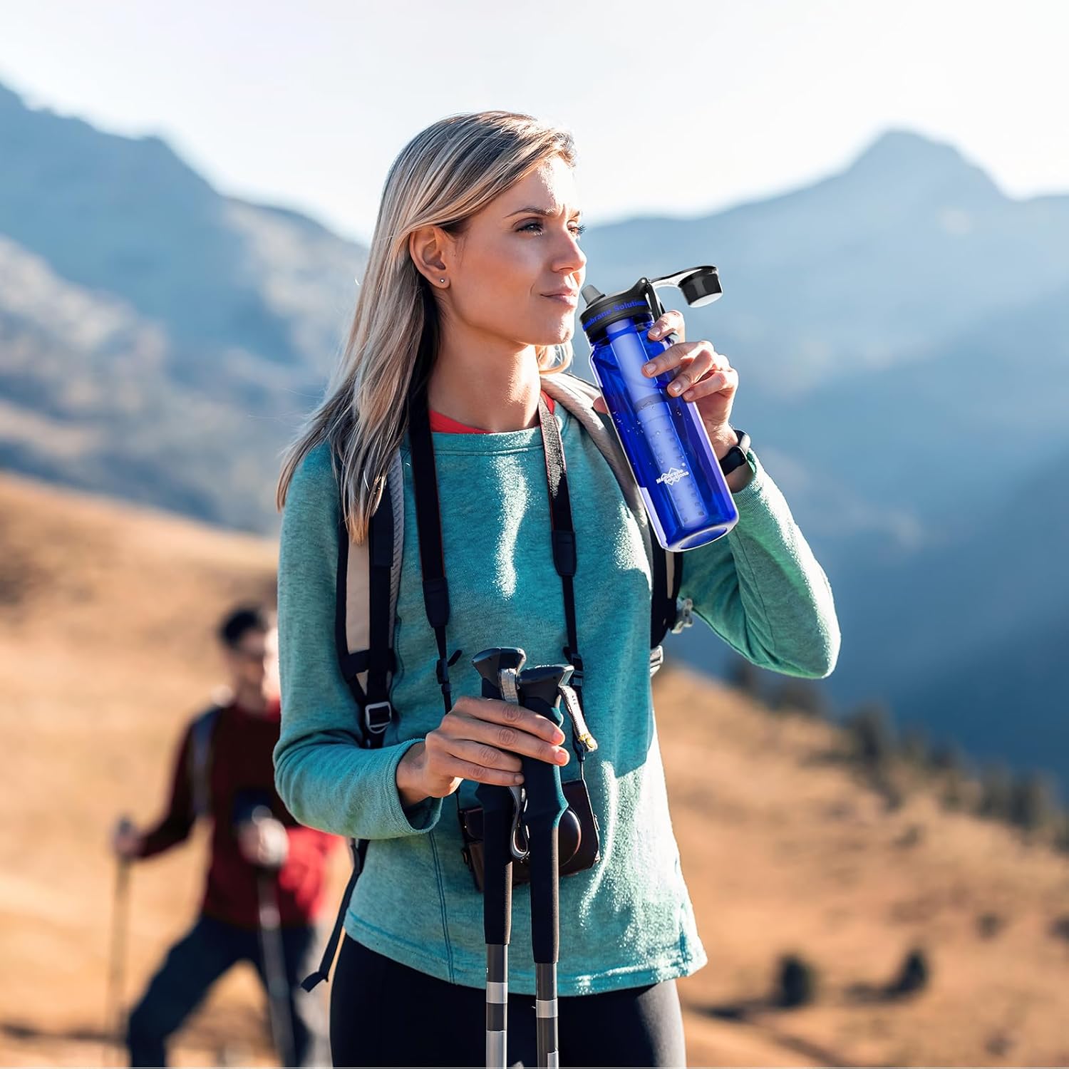 Membrane Solutions C3 1,06 L Trinkflasche mit ACF & UF Filter, Tritan, BPA-frei – Für sicheres Trinkwasser beim Camping & Outdoor