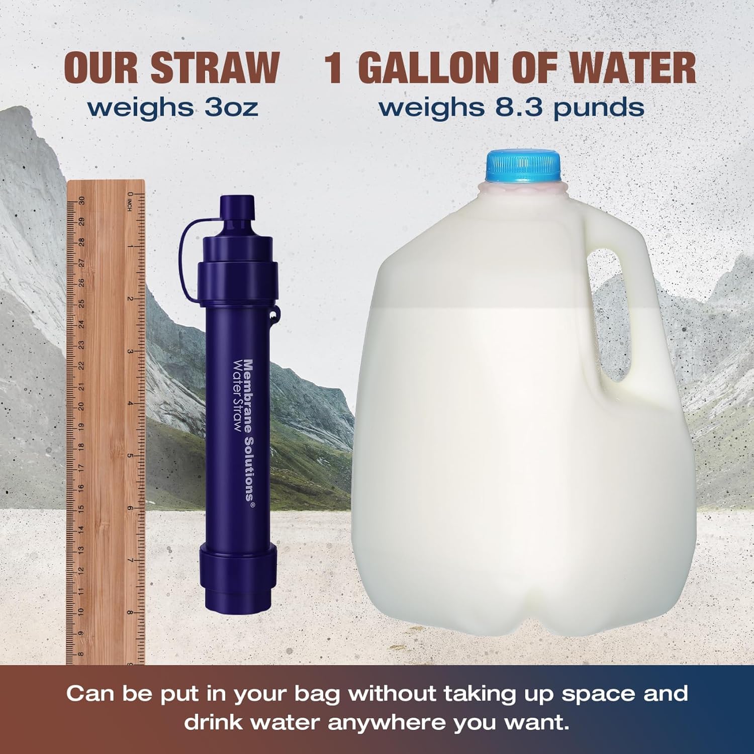 Membrane Solutions WS02 – Abnehmbarer Trinkhalm-Wasserfilter für Wandern, Camping, Reisen & Notfälle
