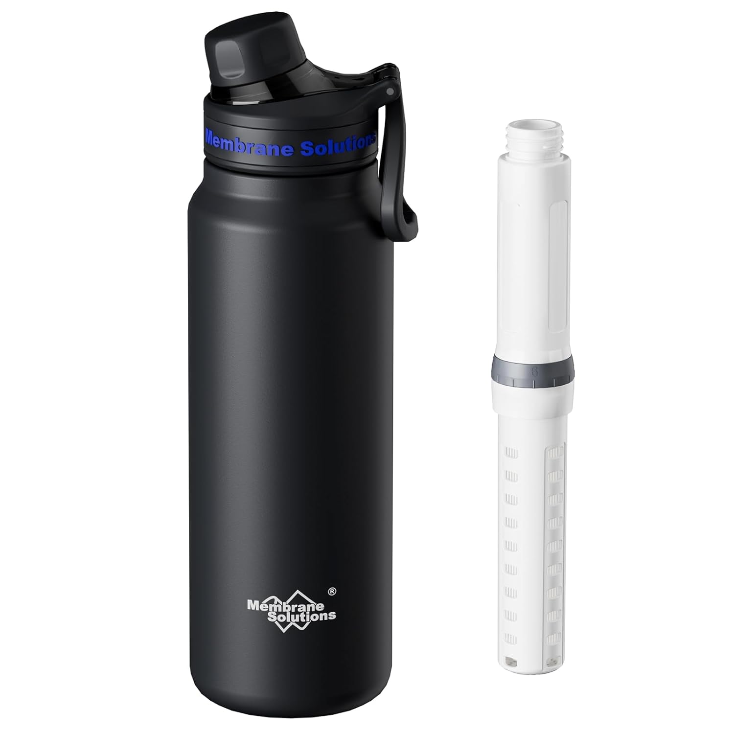 Membrane Solutions C3 0,95 L Edelstahl-Trinkflasche mit ACF & UF Filter für Camping & Survival