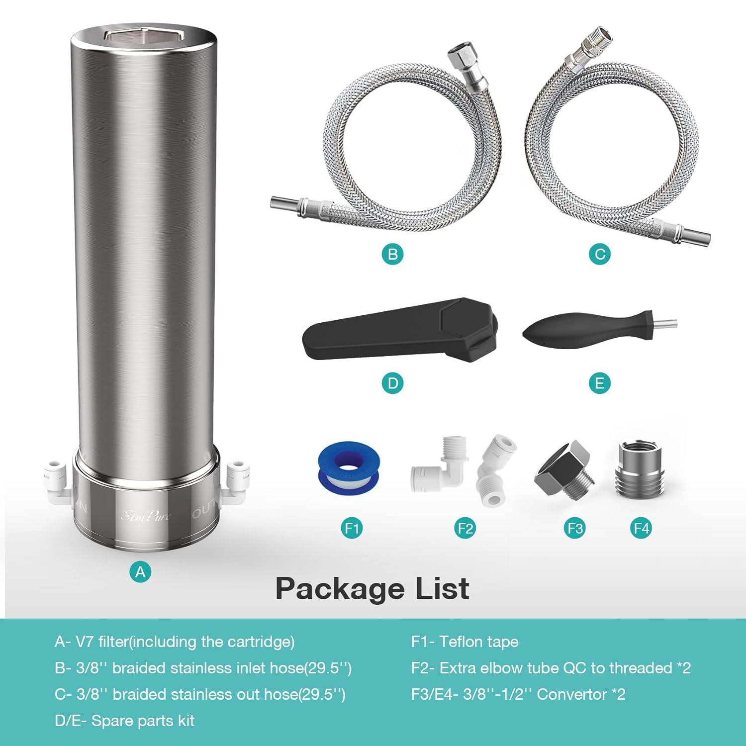 SimPure V7 Untertisch-Wasserfilter, 5-stufiger Edelstahlfilter, 75.000 L Kapazität, reduziert 99% Blei & Chlor