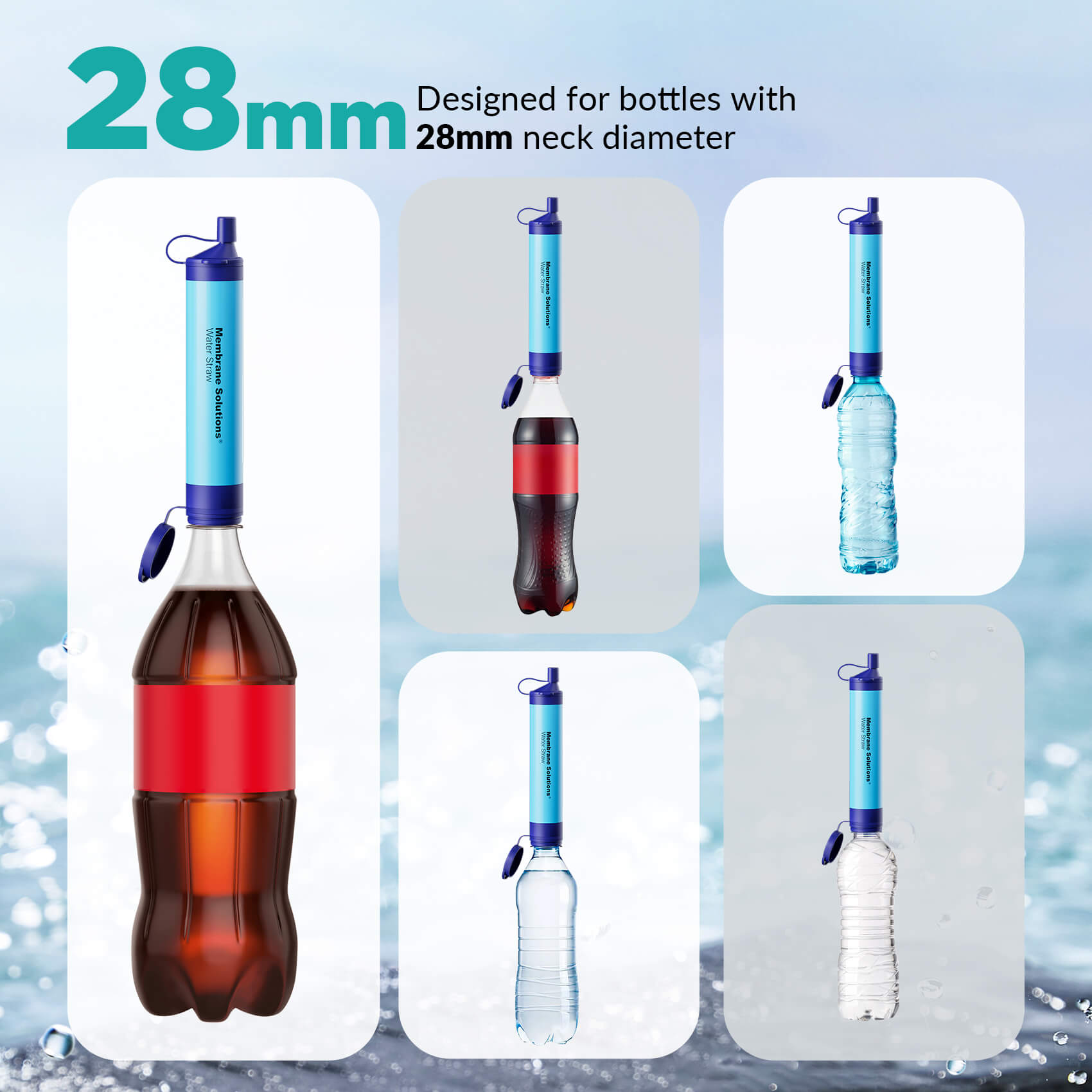 Membrane Solutions Survival Strohhalm Wasserfilter, Tragbar & Ideal für Abenteuer, Reisen, Notfälle